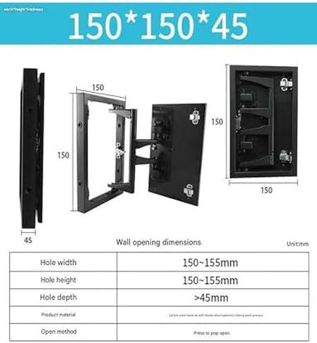 Heavy Duty Concealed Pivot Hinge for Invisible Doors, 19.7" Steel Hidden Hinge for Stone Tile & Marble, Fire Rated Access Panel, Removable Design (400x45mm) in Saudi Arabia