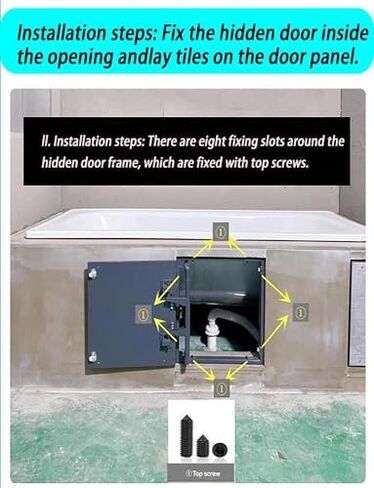 Heavy Duty Stainless Steel Concealed Hinge, 360° Removable Pivot Hinge for Invisible Doors, Stone Tile & Marble Applications, Fire Rated Access Panel (7.9x11.8x1.8) in Saudi Arabia