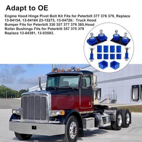 يناسب Peterbilt 357 377 378 379 طقم مسامير محورية لغطاء المحرك ومصد غطاء الشاحنة وبطانات الأسطوانة لغطاء المحرك استبدال 13-04154، 13-04164، 13-04391، 13-03593 in Saudi Arabia