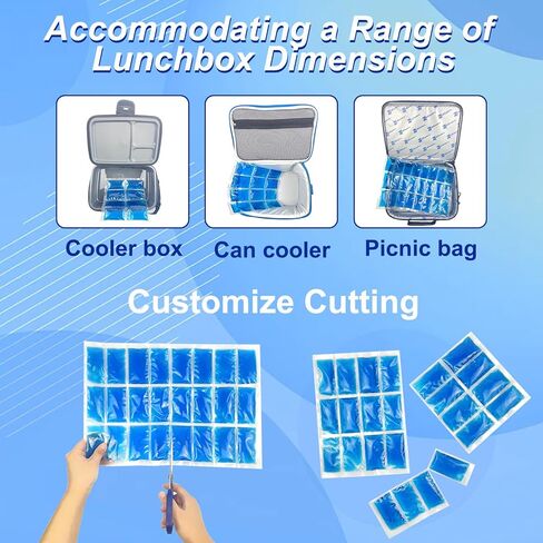 SportEmblema Reusable Ice Pack for Lunch Boxes 2 Pack Large Ice Pack Blanket Cooler Easy to Cut Ice Sheet for Lunch Bag, 14.76"x10.43" Long Lasting Freeze Ice Packs for Meal Prep, Non-Toxic BPA Free in Kuwait