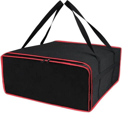 حقيبة توصيل البيتزا المعزولة مقاس 20 بوصة × 20 بوصة × 8 بوصة، حاملة تسخين البيتزا الحرارية، تحمل 4 صناديق، حقيبة طعام ساخنة ممتازة لـ DoorDash وUberEats، سوداء in Kuwait