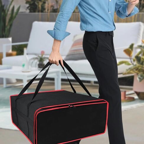 حقيبة توصيل البيتزا المعزولة مقاس 20 بوصة × 20 بوصة × 8 بوصة، حاملة تسخين البيتزا الحرارية، تحمل 4 صناديق، حقيبة طعام ساخنة ممتازة لـ DoorDash وUberEats، سوداء in Kuwait