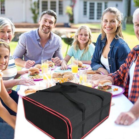 حقيبة توصيل البيتزا المعزولة مقاس 20 بوصة × 20 بوصة × 8 بوصة، حاملة تسخين البيتزا الحرارية، تحمل 4 صناديق، حقيبة طعام ساخنة ممتازة لـ DoorDash وUberEats، سوداء in Kuwait