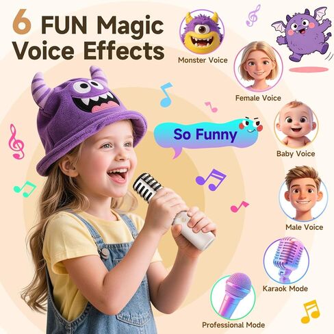 آلة كاريوكي للأطفال والبالغين في سن المراهقة مع جهاز عرض الأضواء الشمالية، 16 لونًا 2 ميكروفون كاريوكي للأطفال آلة كاريوكي صغيرة ضوء أورورا، 6 مغير صوت هدايا للفتيات المراهقات أشياء عصرية in Kuwait