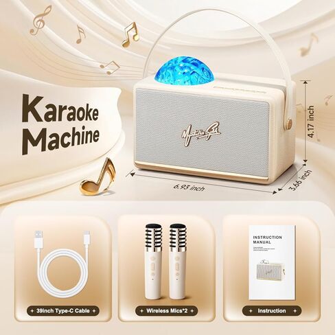 آلة كاريوكي للأطفال والبالغين في سن المراهقة مع جهاز عرض الأضواء الشمالية، 16 لونًا 2 ميكروفون كاريوكي للأطفال آلة كاريوكي صغيرة ضوء أورورا، 6 مغير صوت هدايا للفتيات المراهقات أشياء عصرية in Kuwait