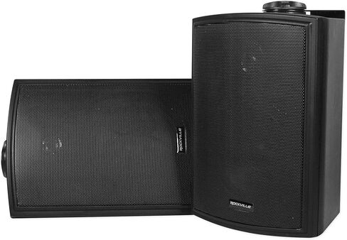 حزمة Rockville RPA60BT V2: 1000 واط الذروة / 250 واط RMS للمسرح المنزلي بلوتوث USB مستقبل كاريوكي / مكبر صوت، (2) زوج HP5S-8 BK 5.25 بوصة 8 أوم IPX44 مكبرات صوت مثبتة على الحائط مع أقواس دوارة، 3 عناصر in Saudi Arabia