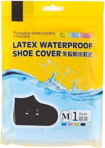 زوج واحد من أغطية الأحذية المقاومة للماء، غطاء أحذية مطر من مطاط السيليكون مضاد للانزلاق ومقاوم للماء، واقيات ركوب الدراجات في الهواء الطلق تنطبق على الرجال والنساء والأطفال (أسود) in Kuwait