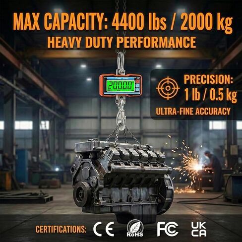 مقياس الرافعة الرقمي RESHY 4400 رطل / 2 طن، 1 رطل (0.5 كجم) مقياس معلق صناعي عالي الدقة مع جهاز تحكم عن بعد لاسلكي للمزرعة والصيد والمستودع in Kuwait