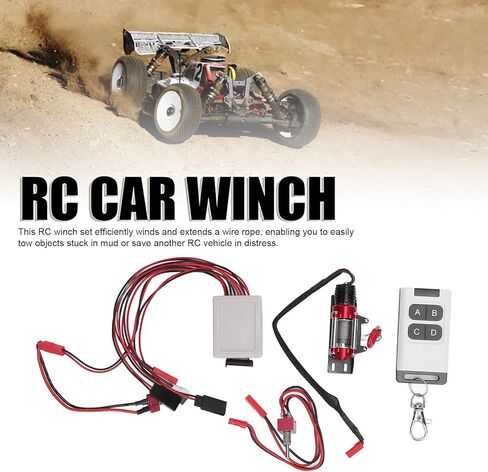 flexman 1/10 RC Car Winch, Universal Jst Plug T Plug 1/10 Scale RC Crawler Metal Winch Remote Controller System for HPS Redcat Axial SCX10 D90 HPI in Saudi Arabia