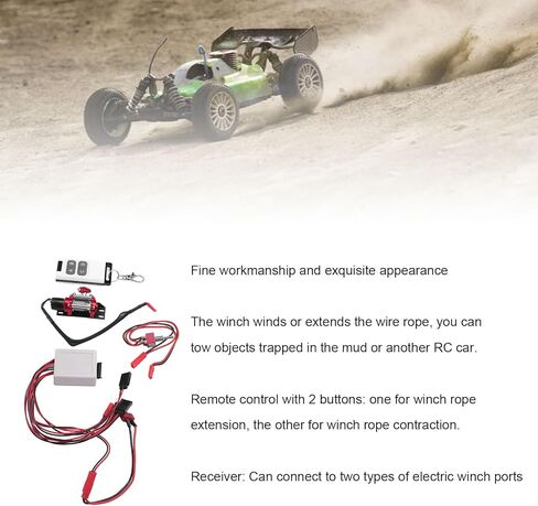 flexman 1/10 RC Car Winch, Universal Jst Plug T Plug 1/10 Scale RC Crawler Metal Winch Remote Controller System for HPS Redcat Axial SCX10 D90 HPI in Saudi Arabia