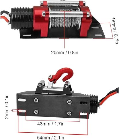 flexman 1/10 RC Car Winch, Universal Jst Plug T Plug 1/10 Scale RC Crawler Metal Winch Remote Controller System for HPS Redcat Axial SCX10 D90 HPI in Saudi Arabia