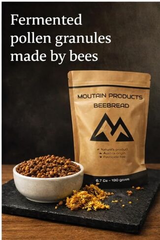 منتجات الجبال - خبز النحل 6.7 أونصة (190 جرام) - نكهة طبيعية - عضوي - حبوب لقاح النحل المخمرة بشكل طبيعي - برجا in Kuwait