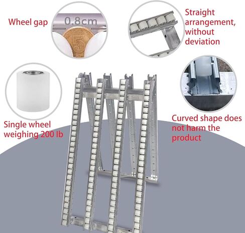 طاولة نقل بأسطوانة واجب، مقاس 15 بوصة عرض × 78 بوصة طول، بكرات ABS قابلة للطي، إطار من الفولاذ المقاوم للصدأ - مثالية للتعامل مع الشحن في المستودعات in Kuwait