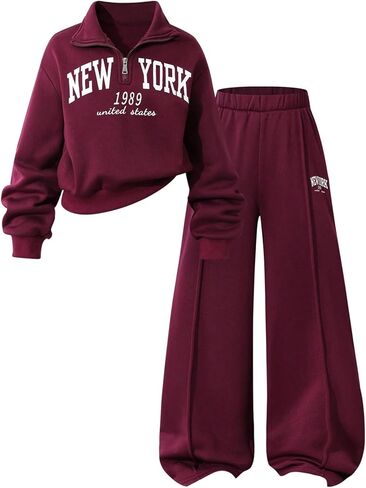 SOLY HUX Girl's Sweatsuit Letter Graphic Pullover Sweatshirt Pants Fall 2 Piece Clothing Set Preppy Clothes in Saudi Arabia