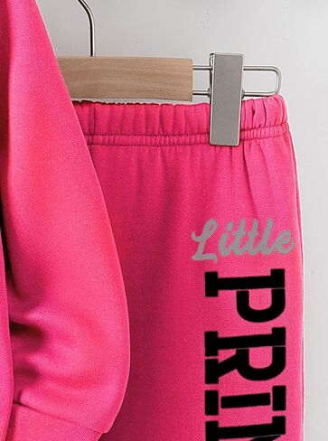 Girls Hoodie Sweatshirt and Pants Set Letter Print 2 Piece Outfit Warm Fleece Tracksuit Fall Winter Clothes in Saudi Arabia
