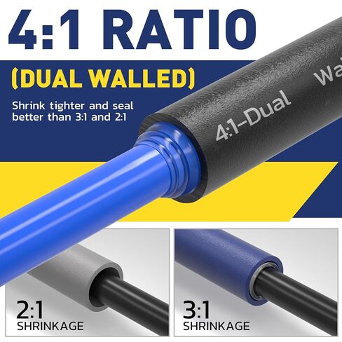 مجموعة أنابيب الانكماش الحراري 4:1 من haisstronica، 550 قطعة بطول 1.75 بوصة، 7 مقاسات 3/32 بوصة - 3/4 بوصة، إجمالي 80 قدمًا، غلاف منكمش بدرجة مقاومة للبحر مبطن بمادة لاصقة - مثالي للمنزل والصناعي، شفاف in Kuwait