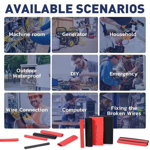 مجموعة أنابيب الانكماش الحراري 4:1 من haisstronica، 550 قطعة بطول 1.75 بوصة، 7 مقاسات 3/32 بوصة - 3/4 بوصة، إجمالي 80 قدمًا، غلاف منكمش بدرجة مقاومة للبحر مبطن بمادة لاصقة - مثالي للمنزل والصناعي، شفاف in Kuwait