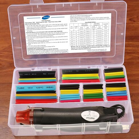 Wire Heat Shrink Tubing Kit + Mini Heat Gun for Shrink Tubing - 328pcs 2:1 Wire Shrink Wrap Tubing + 300W Heat Shrink Gun with Case - for Wires,Shrink Wrap and Cable Repair. in Saudi Arabia