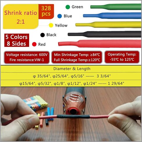 Wire Heat Shrink Tubing Kit + Mini Heat Gun for Shrink Tubing - 328pcs 2:1 Wire Shrink Wrap Tubing + 300W Heat Shrink Gun with Case - for Wires,Shrink Wrap and Cable Repair. in Saudi Arabia
