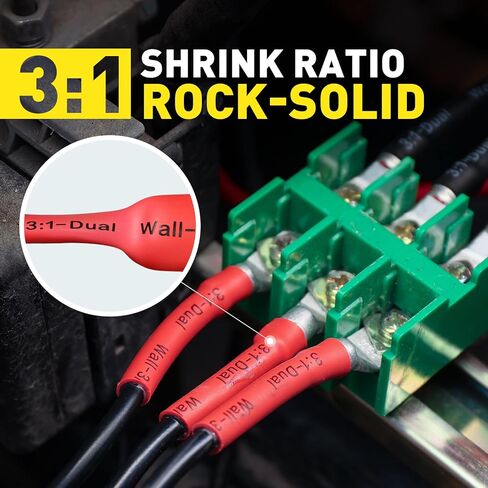 haisstronica 3: 1 أنابيب الانكماش الحراري، أسود 65FT 3/4 بوصة وأحمر 65FT 3/4 بوصة، نسبة الانكماش لاصقة مبطنة من الدرجة البحرية أنبوب الانكماش الحراري للمنزل والسيارات والصناعية in Saudi Arabia