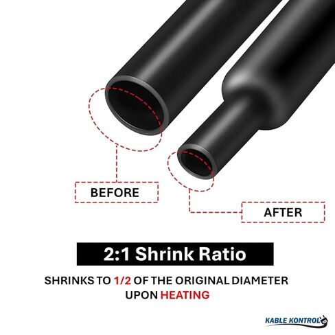 Kable Kontrol Heat Shrink Tubing 3/4 Inch 2:1 Dual Wall Adhesive Lined 4 Ft Long - Cable Sleeve for Automotive and Electrical Use – Waterproof Marine Heat Shrink Tube Wire Wrap, Black in Saudi Arabia