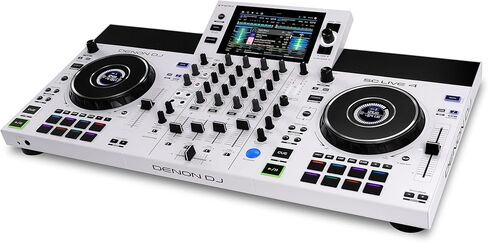 Denon DJ SC LIVE 4 WHITE - وحدة تحكم DJ مستقلة مع سيقان على 4 طوابق، بث واي فاي، مكبرات صوت مدمجة، متوافق مع Serato DJ وVirtual DJ in Kuwait
