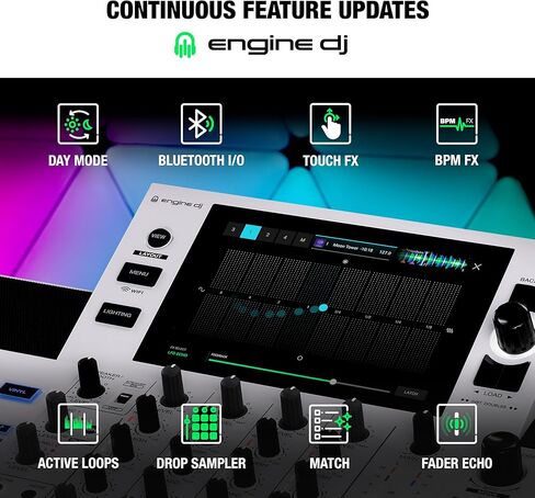 Denon DJ SC LIVE 4 WHITE - وحدة تحكم DJ مستقلة مع سيقان على 4 طوابق، بث واي فاي، مكبرات صوت مدمجة، متوافق مع Serato DJ وVirtual DJ in Kuwait