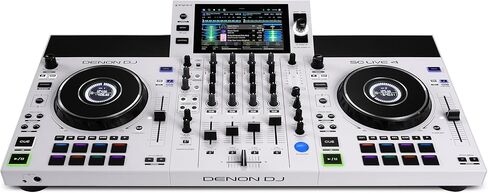 Denon DJ SC LIVE 4 WHITE - وحدة تحكم DJ مستقلة مع سيقان على 4 طوابق، بث واي فاي، مكبرات صوت مدمجة، متوافق مع Serato DJ وVirtual DJ in Kuwait