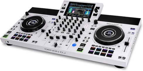 Denon DJ SC LIVE 4 WHITE - وحدة تحكم DJ مستقلة مع سيقان على 4 طوابق، بث واي فاي، مكبرات صوت مدمجة، متوافق مع Serato DJ وVirtual DJ in Kuwait