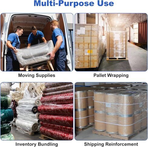 2-Pack Industrial Mini Stretch Wrap Film 80 Gauge 5.1" 1000ft, Self-Adhering Clear Hand Stretch Wrap with Plastic Handle for Packing, Shipping, Moving & Pallet Bundling in Kuwait
