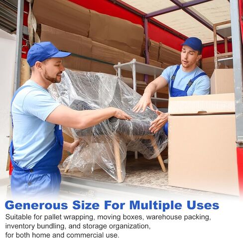 2-Pack Industrial Mini Stretch Wrap Film 80 Gauge 5.1" 1000ft, Self-Adhering Clear Hand Stretch Wrap with Plastic Handle for Packing, Shipping, Moving & Pallet Bundling in Kuwait