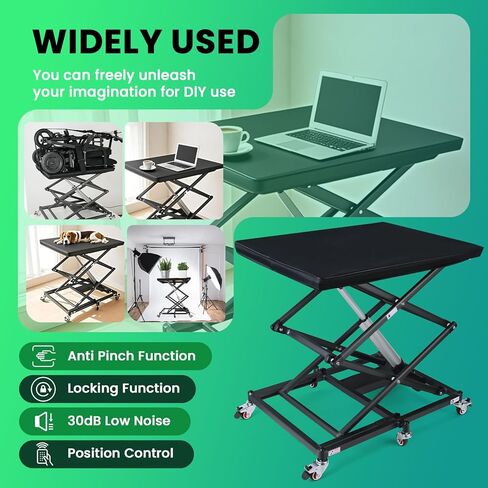 Portable Electric Lift for Wheelchairs & Scooters, 5000N Motor Power, 130Lbs Capacity, Electric Scissor Lift Table, w/ 4 Brake Wheels, Coffee Table Lift in Kuwait