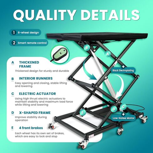 Portable Electric Lift for Wheelchairs & Scooters, 5000N Motor Power, 130Lbs Capacity, Electric Scissor Lift Table, w/ 4 Brake Wheels, Coffee Table Lift in Kuwait
