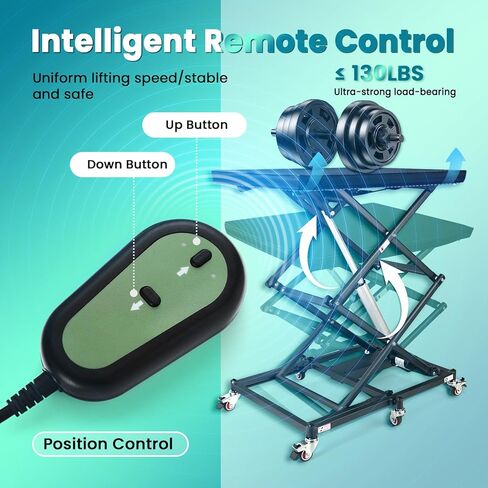 Portable Electric Lift for Wheelchairs & Scooters, 5000N Motor Power, 130Lbs Capacity, Electric Scissor Lift Table, w/ 4 Brake Wheels, Coffee Table Lift in Kuwait