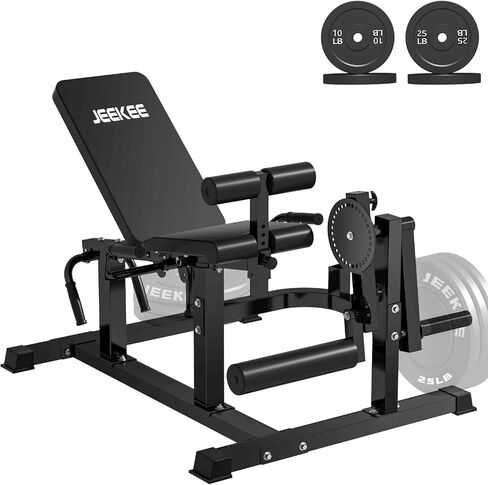 جهاز تمديد وتجعيد الساق 6 في 1 من JEEKEE، جهاز تمرين الساق قابل للتعديل لتدريب الجزء السفلي من الجسم، مطور ساق محمل بلوحة بسعة 700 رطل للعضلات الرباعية وأوتار الركبة والأرداف، معدات الصالة الرياضية المنزلية in Kuwait