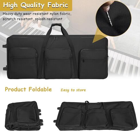 AKOZLIN Rolling 61 Keys Electric Piano Keyboard Gig Bag with Wheels and Adjustable Straps for 61 Note Keyboard and Accessaries in Saudi Arabia