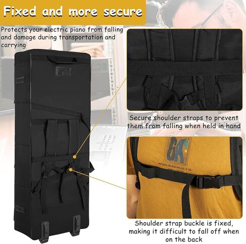 AKOZLIN Rolling 61 Keys Electric Piano Keyboard Gig Bag with Wheels and Adjustable Straps for 61 Note Keyboard and Accessaries in Saudi Arabia