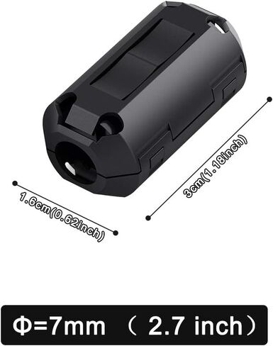 EMI RFI Noise Filter Cable Ring, Roctee 12 Pcs Ferrite Choke Snap On Noise Suppressor Cable Clip Electronic Ferrites Core for 7MM Diameter Wire (Black) in Kuwait