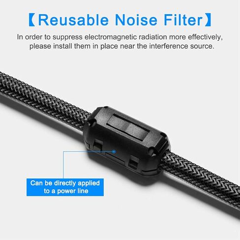 EMI RFI Noise Filter Cable Ring, Roctee 12 Pcs Ferrite Choke Snap On Noise Suppressor Cable Clip Electronic Ferrites Core for 7MM Diameter Wire (Black) in Kuwait