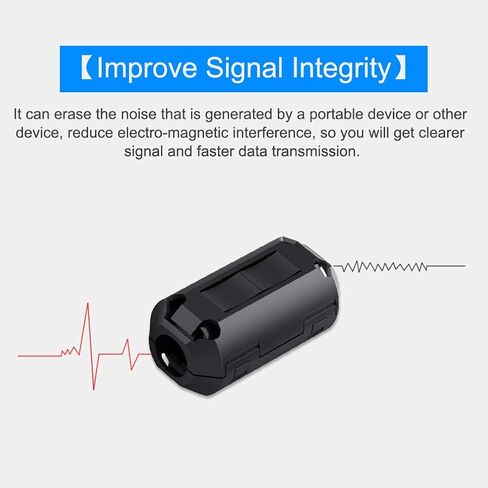 EMI RFI Noise Filter Cable Ring, Roctee 12 Pcs Ferrite Choke Snap On Noise Suppressor Cable Clip Electronic Ferrites Core for 7MM Diameter Wire (Black) in Kuwait