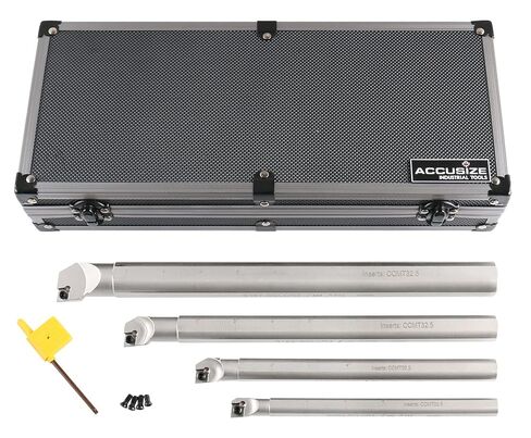 مجموعة قضبان مملة قابلة للفهرسة من 4 قطع من Accusize Industrial Tools Sclcr، بدون حشوات، تعمل مع Ccmt 32.5 وCctg 32.5 إدراجات، 1/2 بوصة، 5/8 بوصة، 3/4 بوصة، و1 بوصة، P252-S411 in Saudi Arabia