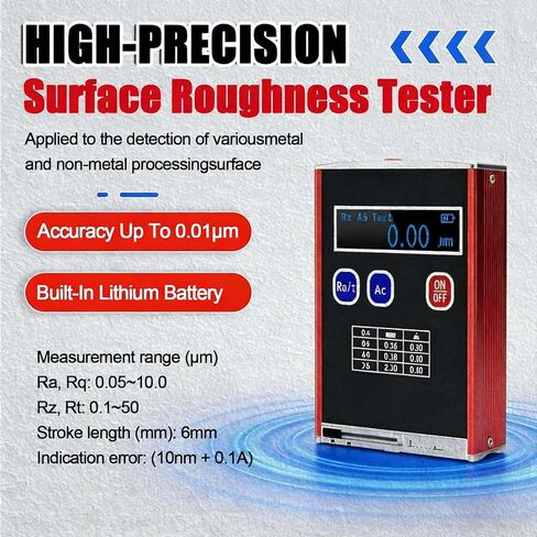 Portable High Accuracy Roughness Tester,0.01μm Precision Digital Profiler with 4 Parameters Ra/Rq 0.05~20μm Rz/Rt 0.1~50μm,for Workshop Parts Finishing in Kuwait