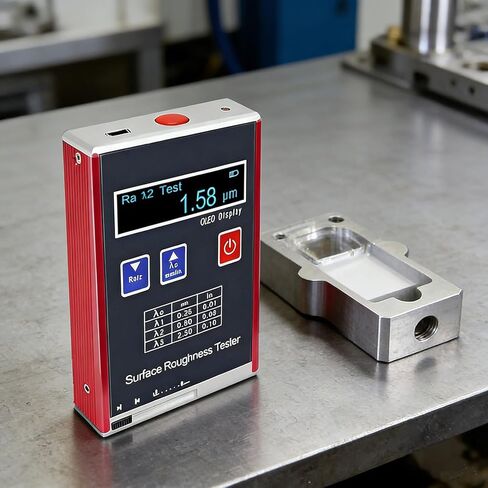 جهاز اختبار الخشونة عالي الدقة محمول باليد، مقياس خشونة رقمي بدقة 0.01 ميكرومتر مع 4 معلمات اختبار Ra Rq Rz Rt، مجهز بكتلة معايرة قياسية in Kuwait