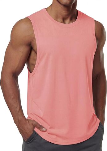 MAGCOMSEN Men's Workout Tank Tops Quick Dry Lightweight Sleeveless Shirts Gym Bodybuilding Muscle Tee Shirt in Kuwait