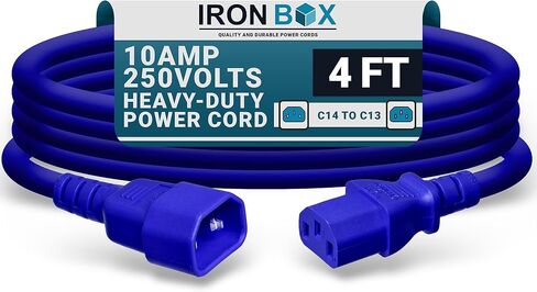 Ironbox Electric C14 to C13 Power Cord - 10A/250V ، 18/3 AWG SJT - UL Cable & Jumper Scords - سلك تمديد الطاقة الثقيل لجهاز الكمبيوتر المكتبي ، الشاشة ، جهاز العرض ، PDU والمزيد (6 قدم ، أحمر) in Kuwait