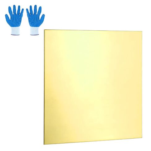 MECCANIXITY Brass Sheet, 2" X 2" 26 Gauge(0.4mm) Thickness H62 Brass Metal Plates Thin Metal Sheets with Gloves for Craft DIY Model Jewelry Electrical Repair Industrial, Pack of 4, Gold in Saudi Arabia
