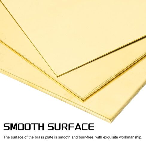 MECCANIXITY Brass Sheet, 2" X 2" 26 Gauge(0.4mm) Thickness H62 Brass Metal Plates Thin Metal Sheets with Gloves for Craft DIY Model Jewelry Electrical Repair Industrial, Pack of 4, Gold in Saudi Arabia