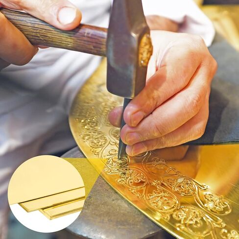 MECCANIXITY Brass Sheet, 2" X 2" 26 Gauge(0.4mm) Thickness H62 Brass Metal Plates Thin Metal Sheets with Gloves for Craft DIY Model Jewelry Electrical Repair Industrial, Pack of 4, Gold in Saudi Arabia