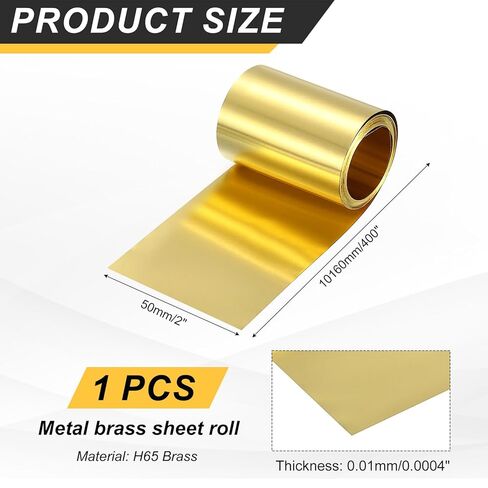 uxcell Brass Sheet Roll, 400" x 2" x 0.0004" Metal Flashing Brass Foil Roll for Crafting, Electrical DIY Projects Repairs, Gold in Saudi Arabia