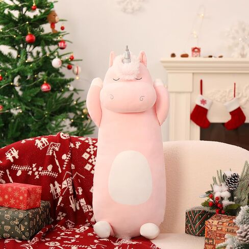 morismos 36.2 "وسادة الجسم يونيكورن كبيرة المعانقة وسادة الحيوان المحشو يونيكورن، لعبة أفخم لينة للأطفال فتاة، وسادة الجسم الحيوان لعيد الميلاد عيد ميلاد عيد الحب، الوردي in Kuwait